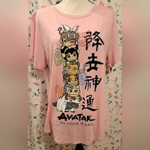 EUC Y2K Avatar Pink Graphic Anime Japan Short Sleeve Lounge T-Shirt Top SZ XL
